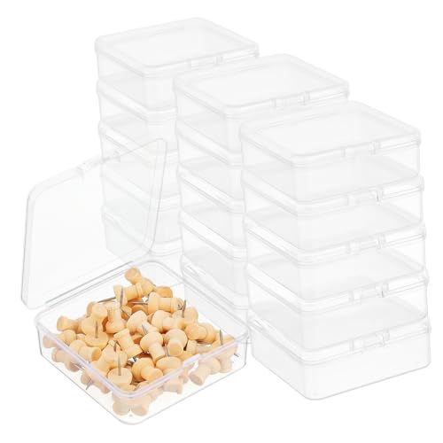 SHINEOFI 50 Stück quadratische Plastikbox Minibehälter mit Deckel Perlenorganisator Klarer Behälter Kleine Aufbewahrungs-Organizer-Fall Schraubenorganisator pp Transparent von SHINEOFI