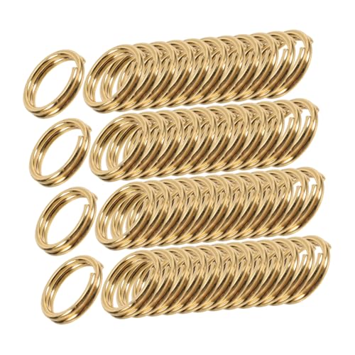 SHINEOFI 50-teiliges Set Schmuckzubehör Doppelschleifen-sprungringe Ringverbinder Für Diy-bastelarbeiten Mini-schlüsselanhänger Geteilter Schlüsselring Runde Biegeringe Golden Metall von SHINEOFI