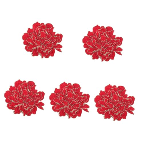 SHINEOFI 5St Pfingstrosen-Stickpatch rotes Zubehör DIY-Patches Aufnäher für Jeans Stickpaste repair patch reparaturflicken aufkleber Kleiderapplikation dekorativer Aufnäher Polyester von SHINEOFI