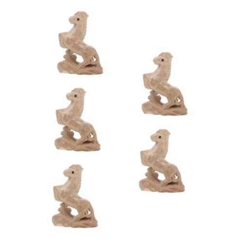 SHINEOFI 5St Pfirsichholzornamente Handgemachte Holzskulptur Dekorative Holzfigur Pferdefigur für Büro Einzigartige Holzgravur Figuren Wohnkultur Pferdeskulptur aus Holz Mahagoni- Beige von SHINEOFI