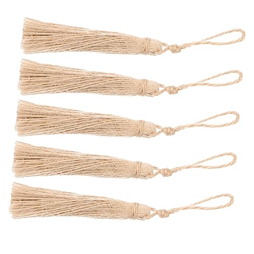 SHINEOFI 5St Quastenanhänger dekoweihnachten dekoring weihnachten Kunsthandwerkliche Dekoration DIY-Quaste Jute Quaste Sackleinen Quasten Handwerk DIY-Material dekorative Quaste Light Brown von SHINEOFI