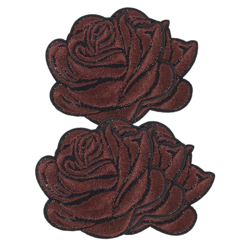 SHINEOFI 5St Rosenbeet bügel patches Flecken Stoffflicken Jackenflicken für Damen Patches nähen Jeans-Patches Aufnäher für Vintage-Kleidung Rose Bügelbild Hut-Patch Baumwolle Brown von SHINEOFI