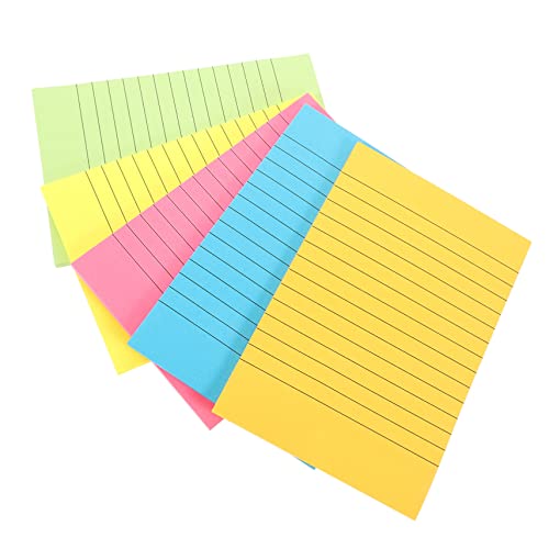 SHINEOFI 5er Set A6 Notizblätter Leuchtenden Farben Selbstklebende Memo Pads Mit Linierten Streifen Praktische Haftnotizen Für Büro Schule Und Meetings Kompakte Notizblätter von SHINEOFI