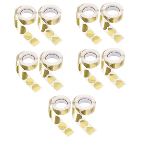 SHINEOFI 5sets Goldener Siegelaufkleber Etiketten Tapetenkleister Und -abzieher Karte Siegelwachsperlen Punktaufkleber Runde Siegelaufkleber Selbstklebende Herz-siegelaufkleber Pvc 2rolls*5 von SHINEOFI