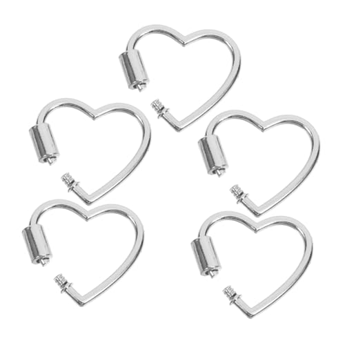 SHINEOFI 5st Schmuckzubehör Armbinde Anhängerverschluss Karabiner-charm-halskette Schließe Mehrschichtiger Halskettenverschluss Kleiner Karabiner Herz Schlüsselanhänger Silver Zinklegierung von SHINEOFI