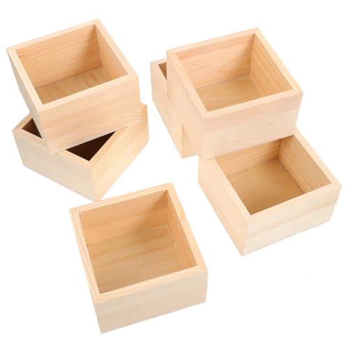 SHINEOFI 6Er-Box aus Holz ohne Deckel Organizer für Bürobedarf kleine Behälter storage boxes aufbwahrungs-box schmuck box Schmuck Organizer aus Holz kleine von SHINEOFI