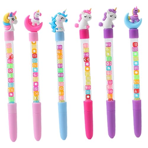 SHINEOFI 6St Einhorn-Cartoon-Stift für Flair-Stifte Schulstifte schwarze Kugelschreiber Tinte glitzerstifte für stylus stift schreibwaren schöne Schreibstifte Gelstift Plastik von SHINEOFI