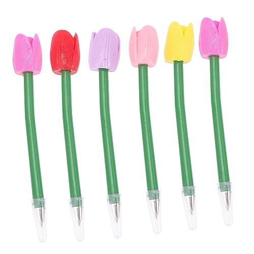 SHINEOFI 6st Tulip Kugelschreiber Party Rosenstifte Textmarker Neuheitsstift Zappeln Pflanzengehege Einziehbar Blumenstifte Mit Farbwechsel Mehrfarbiger Stift Büro Funky Anlage Plastik von SHINEOFI