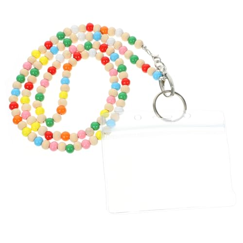 SHINEOFI Bunte Holzperlen Lanyard mit Ausweishalter Wiederverwendbar Vielseitig als Zertifikathalter und Pulloverdekoration Halskette für Damen und Herren Sicherer Kartenhalter für SHINEOFI Bunte Holzperlen Lanyard mit Ausweishalter Wiederverwendbar Vielseitig als Zertifikathalter und Pulloverdekoration Halskette für Damen und Herren Sicherer Kartenhalter für von SHINEOFI