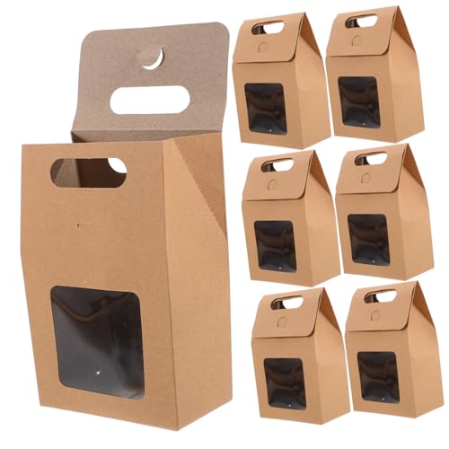 SHINEOFI Geschenktasche geschenkverpackung papiertüten geburtstagsgeschenke Süßigkeiten-Party-Taschen Cupcake-Boxen aus Pappe Verpackungsboxen mit klarem Deckel Brown von SHINEOFI