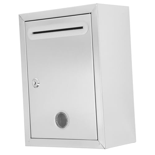 SHINEOFI Kasten Vorschlagsbox sammelbox Metallbox Spendenbox edelstahlbehälter Abstimmungsbox wahlurne Boxen für Briefe Briefkästen mit Schlössern Briefpostbehälter Rostfreier Stahl Silver von SHINEOFI