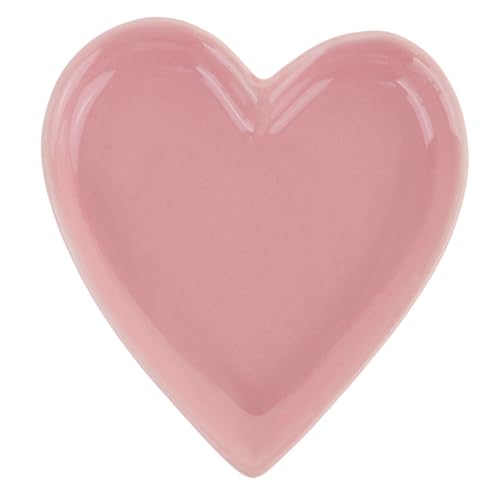 SHINEOFI Kreativer Keramikteller Valentinstag-platte Schlafzimmer Ohrringschale Herz Schmuckschale Herzförmige Tablettschale Keramikplatten Ablagefach Rosa Weißes Porzellan Wiederverwendbar von SHINEOFI