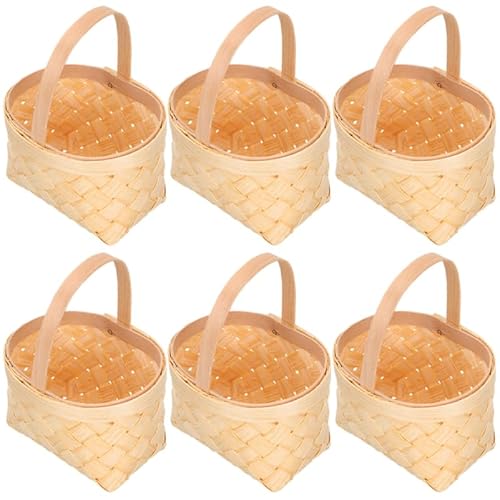 SHINEOFI Mini Gewebte Körbe 6Pcs Mini -Süßigkeitenkörbe Mit Griff Mini Picknickkorb Kleine Gewebte Körbe Bauernhaus Kleiner Korb Für Party Hochzeit von SHINEOFI