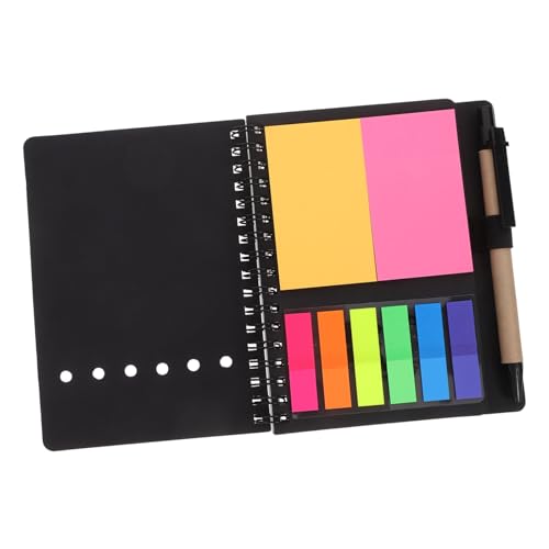 SHINEOFI Notizblock-set Notizbücher Mit Taschen Taschennotizbuch Mit Stift Notizbücher Mit Tabs Kraft-notizbuch Schülernotizbuch Notizbuch Mit Farbigem Papier Kleines Spiralheft Pp Black von SHINEOFI