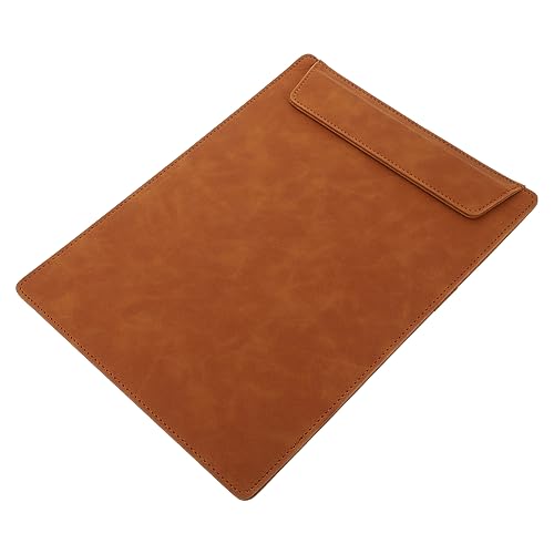 SHINEOFI Pflegeklemmbrett Klemmbrett mit Speicher Aufbewahrungsklammern für Dokumente Klemmbretter Clip Planke buchstabentafel write board cartape Büroklammer Schreibunterlage Leder Brown von SHINEOFI