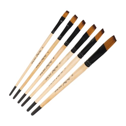 SHINEOFI Pinsel 6-Teiliges Malpinselset Mit Holzgriff Künstler-Acrylpinsel Ölgemälde-Aquarellpinsel-Werkzeug Für Acryl Aquarellfarbe von SHINEOFI