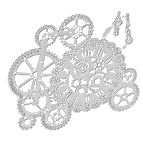 SHINEOFI Stanzform Scrapbooking stirbt Steampunk-Zahnräder Schablonen für die Kartenherstellung Metallschablonen für Journaling Prägeschablonen Schablonenform Kohlenstoffstahl Silver von SHINEOFI