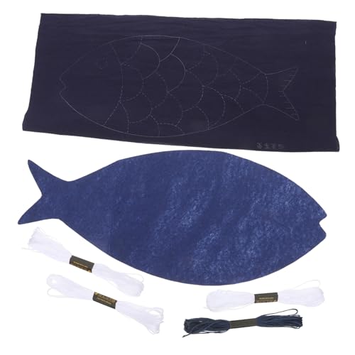 SHINEOFI Stickmaterialpaket Diy Sashiko Besticktes Teematten-set Fisch-sashiko-untersetzer Diy Sashiko-untersetzer Untersetzer-bausätze Sashiko-set Für Anfänger Sashiko-teematten-set Stoff von SHINEOFI