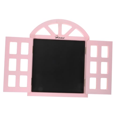 SHINEOFI doppelseitige Tafel Tafelschild für den Tisch Kreidetafel Staffelei Zeichen rahmen Whiteboard write board holzbrett Nachrichtentafel in Fensterform Retro-Fensteransicht-Tafel Rosa von SHINEOFI