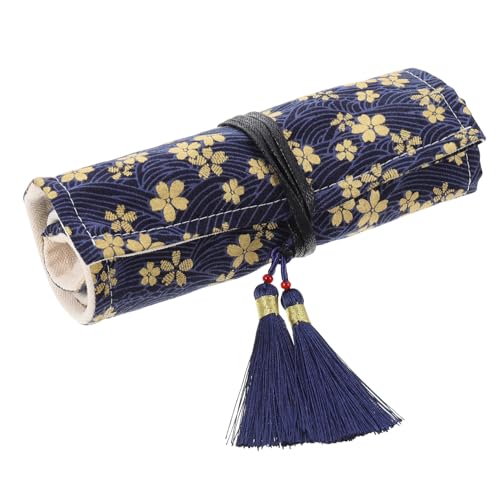 SHINEOFI gehäkelte Aufbewahrungstasche einfach Tasche mit Häkelnadel drehbar Stricknadel-Aufbewahrungstasche Stricknadel-Organizer Rollnadel-Aufbewahrungstasche Tasche für Häkelnadeln Navy von SHINEOFI