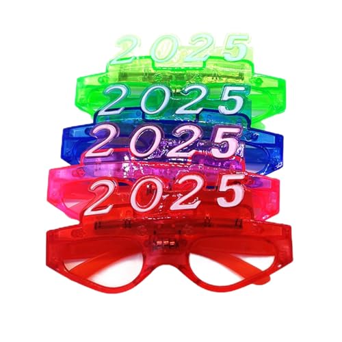 SHINROAD Blinkende Weihnachtsbrille mit LED-Licht, 2025, Pailletten, 3 Modi, leuchtend, Neujahr, Foto-Requisite, rutschfest, Unisex, Motto-Party, Atmosphäre 1 von SHINROAD