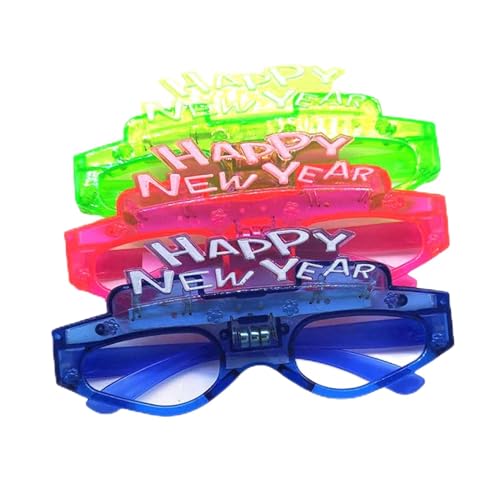 SHINROAD Blinkende Weihnachtsbrille mit LED-Licht, 2025, Pailletten, 3 Modi, leuchtend, Neujahr, Foto-Requisite, rutschfest, Unisex, Motto-Party, Atmosphäre 2 von SHINROAD