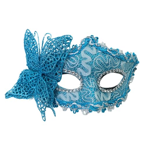 SHINROAD Maskerade Maske Partyzubehör Schmetterling für Frauen Halbgesicht mit Akzenten Elegante Kostümpartys Maskeraden Blau von SHINROAD