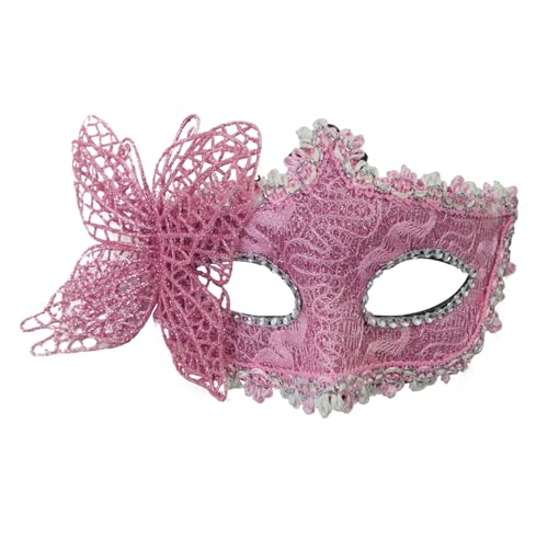 SHINROAD Maskerade Maske Partyzubehör Schmetterling für Frauen Halbgesicht mit Akzenten Elegante Kostümpartys Maskeraden Rosa von SHINROAD