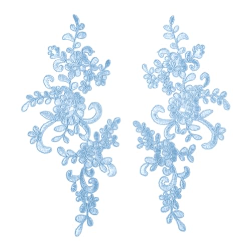 Simuliertes Muster Spitze 2 PCs Stickerei Applique Blume Stoffkragen Patch Motiv für Hochzeitskleid Kleid Braut DIY Basteln tägliche Verschleißgeschäfte Blau von SHINROAD