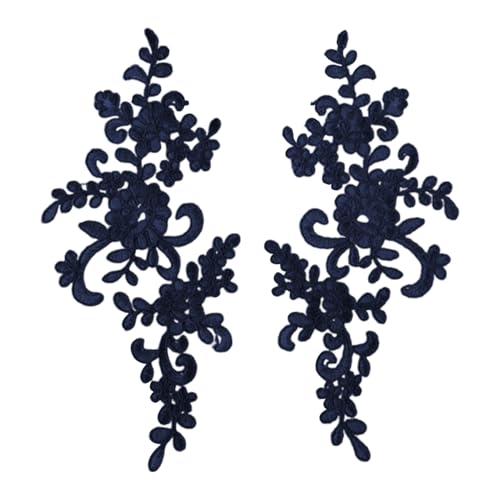 Simuliertes Muster Spitze 2 PCs Stickerei Applique Blume Stoffkragen Patch Motiv für Hochzeitskleid Kleid Braut DIY Basteln tägliche Verschleißgeschäfte Navy blau von SHINROAD