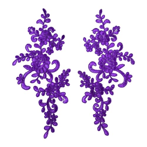 Simuliertes Muster Spitze 2 PCs Stickerei Applique Blume Stoffkragen Patch Motiv für Hochzeitskleid Kleid Braut DIY Basteln tägliche Verschleißgeschäfte Violett von SHINROAD