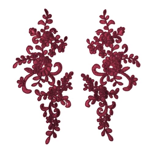 Simuliertes Muster Spitze 2 PCs Stickerei Applique Blume Stoffkragen Patch Motiv für Hochzeitskleid Kleid Braut DIY Basteln tägliche Verschleißgeschäfte Weinrot von SHINROAD