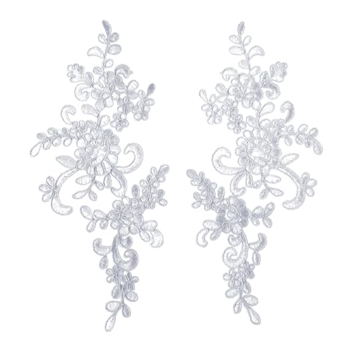 Simuliertes Muster Spitze 2 PCs Stickerei Applique Blume Stoffkragen Patch Motiv für Hochzeitskleid Kleid Braut DIY Basteln tägliche Verschleißgeschäfte Weiß von SHINROAD