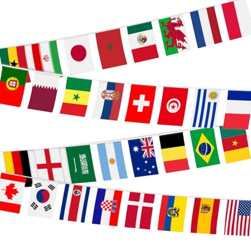 SHITOOMFE Internationale Flaggen, Flaggenbanner 95ft 100 Flaggen lebendige Landflaggen wasserdichte Banner Banner Fade Resistant International Flags für Partysport -Event -Feierlichkeiten, kurz von SHITOOMFE