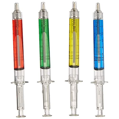 SHITOOMFE Kugelschreiber kreative Spritze Formballpoint Stifte Imitation Pin -Kugelstifte Multi -Funktion rot grün blau gelbe Tinte Flüssigstifte für Schulbüro Home 4pcs Kugelschreiberstifte von SHITOOMFE