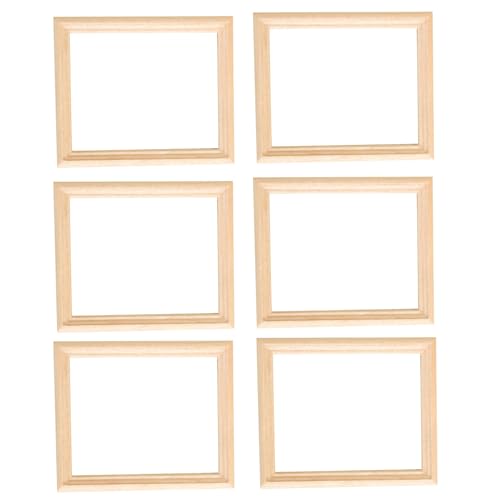 SHITOOMFE Miniaturbildrahmen 6pcs Holz 1/12 Skala Puppenhaus Bildrahmen unvollendete DIY -Rechteck -Miniaturrahmen für Kindergarten Foto Requisiten Dollhouse Bilderrahmen von SHITOOMFE