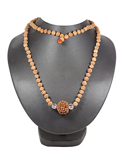 ShivaRatna 7 Mukhi Rudraksha (Nepal) + 2 Perlen Spkatik Made in 5 Mukhi Rudraksha Mala (Gesamtperlen 108+1 Laborzertifiziert) von SHIVARATNA