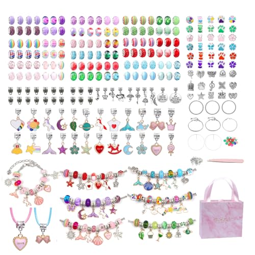 SHJOEE 288 Stück Charm Armband Making Kit Kinder Armband Set Selber Machen DIY Handwerk für Mädchen Frauen Schmuckherstellungsset 5-13 Jahre Geschenke für Geburtstag Ostern Weihnachten von SHJOEE