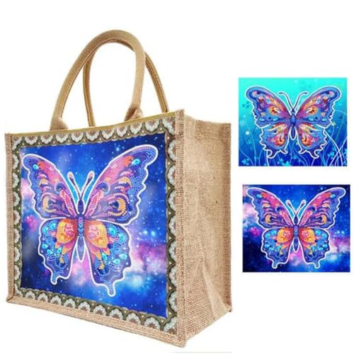 Diamond Painting Tasche 5D Diamond Painting Tüte Kinder Erwachsene DIY Einkaufstasche Wiederverwendbare Diamant Malerei Handtasche personalisiert Aufbewahrungstasche Frauen Mädchen Geschenk (Style B) von SHJOEE