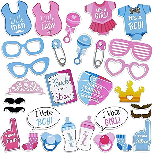 Baby Shower Photo Booth Junge/Mädchen ,Baby Shower Props for Baby Gender Reveal Party,Babyparty Deko Junge,Partyfotoautomat Zubehör für Babydusche Party von SHONCO