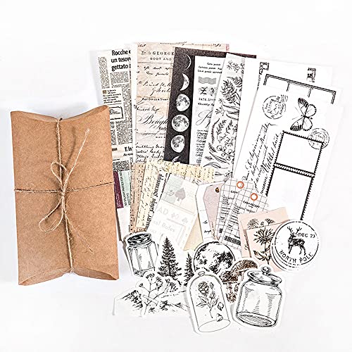 SHONCO Vintage Aufkleber Stempel Scrapbooking Aufkleber für Scrapbook Kalender Notizbuch Tagebuch Fotoalbum DIY Dekoration Nacht Mond Pflanze Vintage Scrapbooking von SHONCO