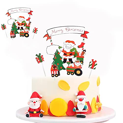 Tortendeko Weihnachten,Cake Topper Merry Christmas,Weihnachten Cupcake Topper,Weihnachtsmann Baum Schneemann Kuchen Party Dekorationen Liefert von SHONCO