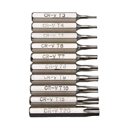 SHOTAY Torx-Schraubendreher-Bits, 10-teiliges CR-V-Torx-Schraubendreher-Set Set T3 T4 T5 T7 T8 T9 T10 T15 T20 Mobiles Reparaturbit Pflaumenblüten Reparaturkopf Silber von SHOTAY