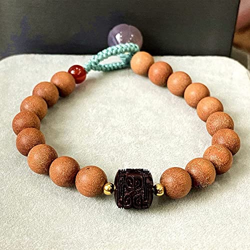 Perlenarmbänder, Schutzarmbänder for Männer und Frauen, 8 mm Sandelholz-Achat, Lotus-Knopf, Holzperlen-Armband, Feng Shui Nafu Lucky Lady, buddhistisches Armband, repräsentiert Glück, tapferes Glück, von SHOUKAII