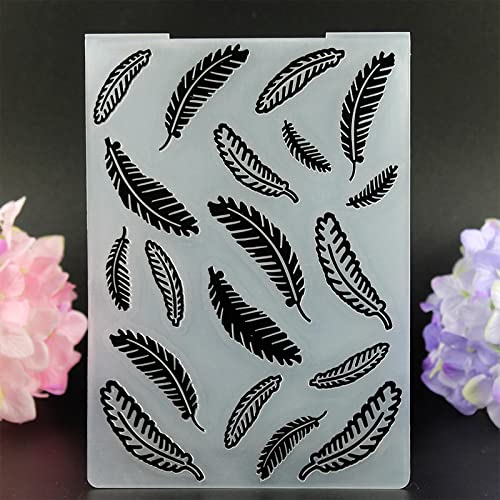 SHOUKAII Embossing Folders for Scrapbooking Card Making,10.5x14.5cm Feather Embossing Folder for Scrapbook Stencils DIY Photo Album Cards Making Decor Template von SHOUKAII