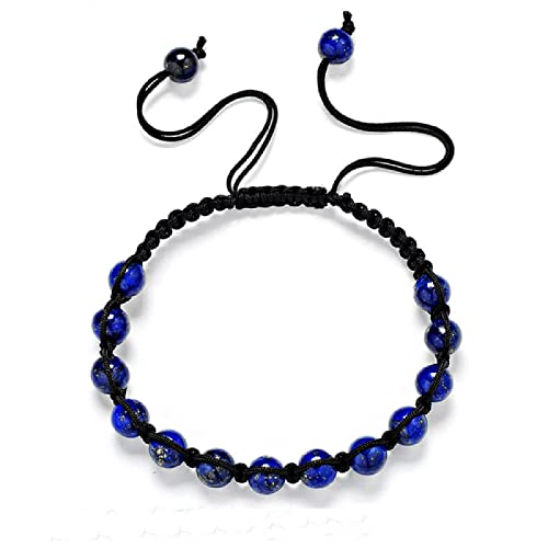 SHOUKAII Naturstein-Armbänder mit bunten Stein-Yoga-Perlen und Lapislazuli-Perlen-Armbändern for Frauen, Meeresblau(Blue) von SHOUKAII