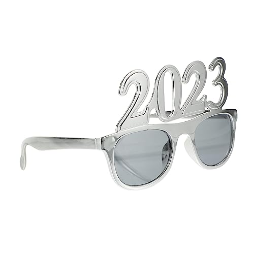 SHOWERORO 1 Paar 2023 Brille silvesterbrillen neujahr brillen dekoring decor Partyzubehör für das neue Jahr glitzernde sonnenbrille Telefon Requisiten Partybrille Party-Requisiten Stk Silver von SHOWERORO