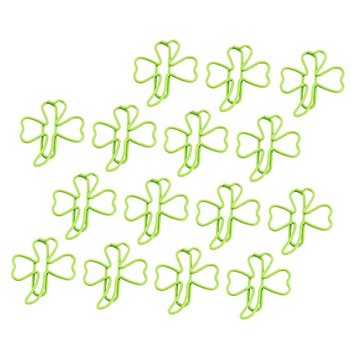 SHOWERORO 1 Satz 15 Stk Büroklammer aus Kleeblatt Mini st patricks day papierklammer Grün büromaterial papierhalter ordner exquisite für Papier Lesezeichen-Clips Umspritzen Green von SHOWERORO