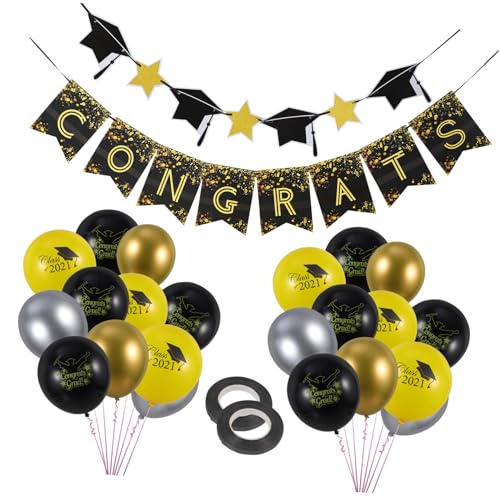 SHOWERORO 1 Satz 2021 Graduierungsballons Dekorationsballons Und Banner Abschlussdekor Abschlussparty Ballons Abschlussfeierzubehör Partyballons Und Banner Latexballons Aus Papier von SHOWERORO