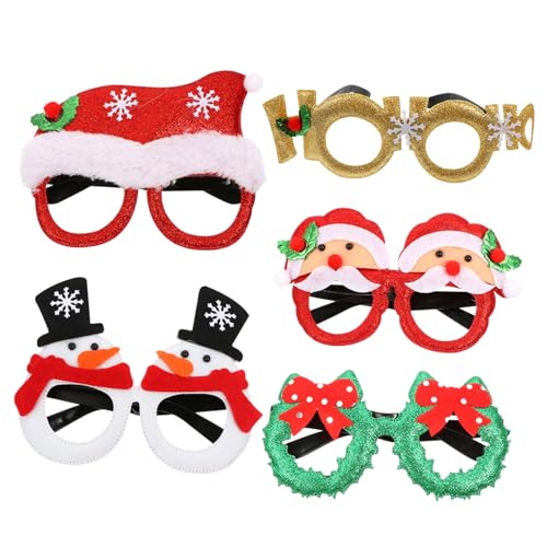 SHOWERORO 1 Satz 5 Stk Weihnachtsgläser Weihnachtsbrille für Kinder Weihnachts-Selfie-Requisiten weihnachts party weihnachtsparty accessoires Brillengestelle kreative Weihnachtsbrillen Stoff von SHOWERORO